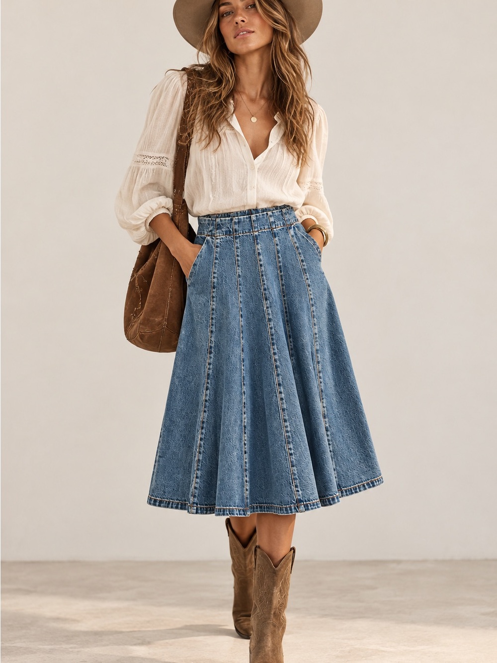 Madewell Flared Denim Midi Skirt: Airy Denim Edition size 26 XS NWOT